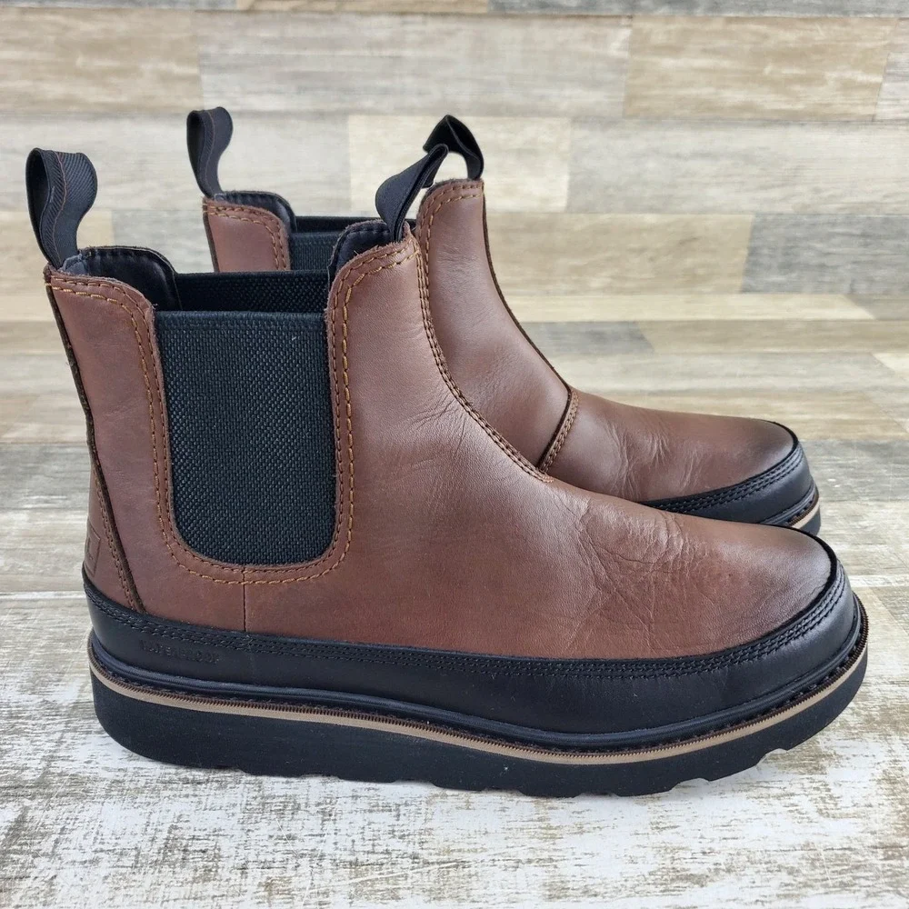 Sorel Slabtown 62' Mens Chelsea Boots Sz 11 Tobacco Black Waterproof Pull On